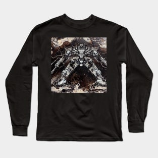 Mech Robot Acrylic Pour Painting 98 Long Sleeve T-Shirt